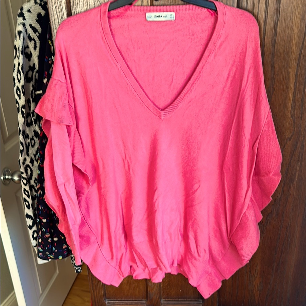 Zara Pink Oversized V-Neck Sweater